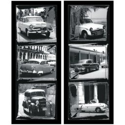 Crno bele slike starih automobila, dve uramljene slike 40x80cm svaka