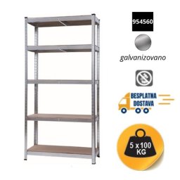 Polica metal-medijapan 180x90x30cm, 5x100kg galvanizovana