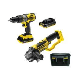 Stanley SET AKU ALATA: bušilica-odvijač 18V + ugaona brusilica 18V + 2 baterije 2Ah + punjač + kofer FMCK464D2