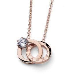Ženski oliver weber estar steel rosegold lančić sa swarovski roze zlatnim belim kristalnim priveskom ( 12069rg )
