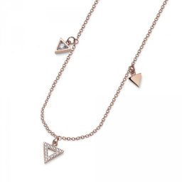 Ženski oliver weber three crystal roze zlatni lančić sa belim swarovski kristalnim priveskom ( 12155rg )