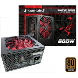 Napajanje ATX Gembird GMB-600-PRO napajanje 600W 80+ BRONZE, PFC,12cm FAN, 20+4pin, 2x4pin,2x 6+2pin, 5xSATA, 2xIDE