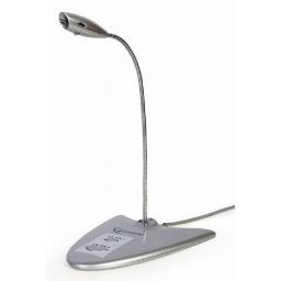 MIC-DU-01 Gembird Desktop mikrofon sa integrisanom zvucnom karticom, savitljivo telo, silver, 3.5mm