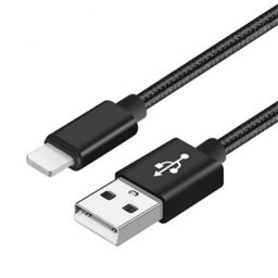 Xwave USB kabl/USB 2.0(tip A)- LIGHTNING(iPHONE kompatibilni)/dužina 1.2m/3A/Aluminium/black upleteni ( USB za iPhone 1.2m 3A Al /black mes