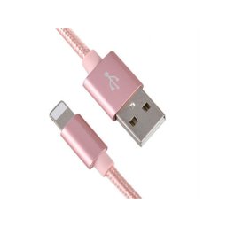 Xwave USB kabl/USB 2.0(tip A)- LIGHTNING(iPHONE kompatibilni)/dužina 1.2m/3A/Aluminium/zlatni upleteni ( USB za iPhone 1.2m 3A Al /rose gol