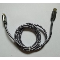 Xwave kabl TIP-C-muški - LIGHTNING(za iPHONE -muški)/dužina 2m/3A/Aluminium /tamno sivi upleteni ( TIP-C za iPhone 2m 3A Al dark grey mesh