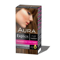Set za trajno bojenje kose EXPLICIT 7.07 Natural Brown / Prirodno smeđe plava
