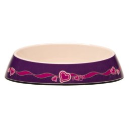 Rogz: Melamin posuda za mace Purple Hearts, 200 ml