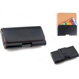 Univerzalna futrola za kaiš pantalona za telefone do 6.5", eko koža, crna