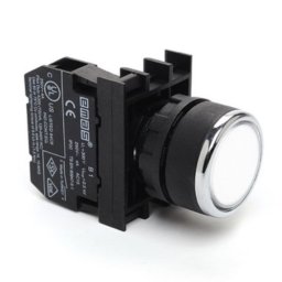 Taster beli B100DB, 1NO, oklopljen, ugradnja na fi22mm, 4A 250Vac IP50 Emas
