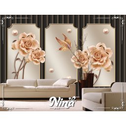 Foto tapet 3d Puder roze cvetovi Tapet319
