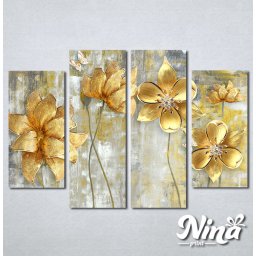 Slike na platnu Zlatni apstraktni cvet Nina369_4