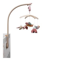 Drvena muzička vrteška za krevetac - Cveće i leptirići