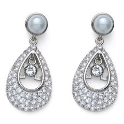 Ženske oliver weber emblem white zircon pearl mindjuše sa belim swarovski cirkonima ( 22992 )