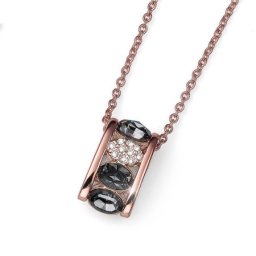 Ženski oliver weber style rosegold silver night lančić sa swarovski crnim kristalnim priveskom ( 11749rg )