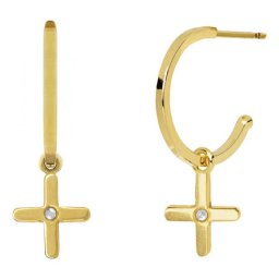 Ženske victoria cruz areca cross gold mindjuše sa swarovski belim kristalom ( a3810-07dt )