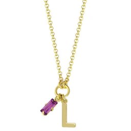 Ženski victoria cruz abece fuchsia gold lančić sa swarovski roze kristalom ( a3774-ldg )