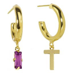 Ženske victoria cruz abece fuchsia gold mindjuše sa swarovski roze kristalom ( a3773-tdt )