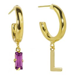 Ženske victoria cruz abece fuchsia gold mindjuše sa swarovski roze kristalom ( a3773-ldt )