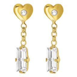 Ženske victoria cruz san valentin crystal zlatne mindjuše sa swarovski belim kristalima ( a3737-07dt )