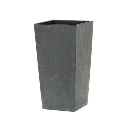 Saksija kvadratna visoka reljefna - tamno siva 425U / 26×26×50 cm