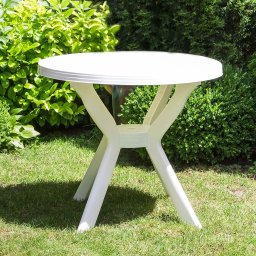Baštenski sto plastični okrugli - bela / 83 cm