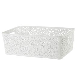 Korpa čipkasta - bela / 14 cm