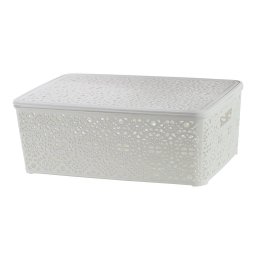 Korpa čipkasta sa poklopcem - bela / 14 cm