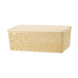 Korpa čipkasta sa poklopcem - krem / 14 cm