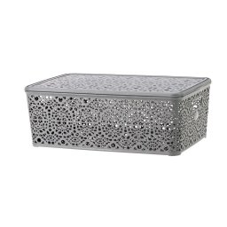 Korpa čipkasta sa poklopcem - siva / 14 cm
