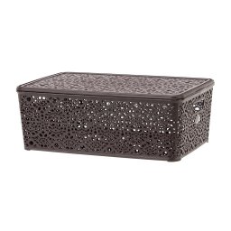 Korpa čipkasta sa poklopcem - tamno braon / 14 cm