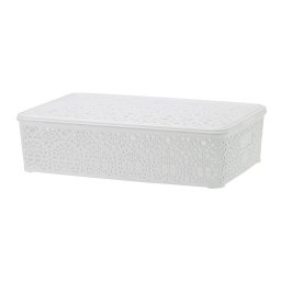Korpa čipkasta sa poklopcem - bela / 10 cm