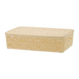 Korpa čipkasta sa poklopcem - krem / 10 cm