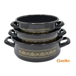 Emajlirane šerpe set od 3 crne