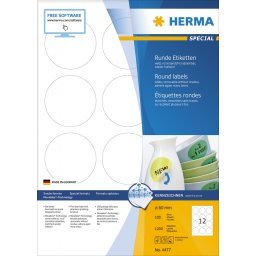 Etikete krug 60 mm A4/12 1/100 bela