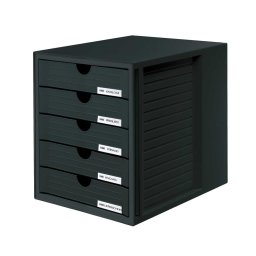 Police za dokumentaciju sa fiokama SYSTEM BOX 5 fioke CRNA