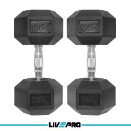 LivePro Bučice gumirane 2x25kg heksagonalne - LP8005