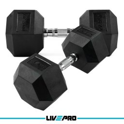 LivePro Bučice gumirane 2x27.5kg heksagonalne - LP8005