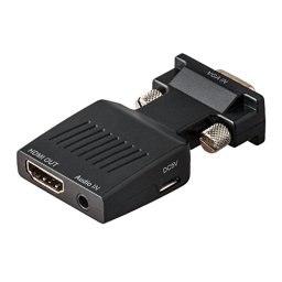 FAST ASIA adapter-konverter VGA na HDMI (+Audio 3.5mm) (m/ž-ž) (Crni) VGA - muški + 3.5mm - ženski