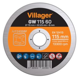 VILLAGER Brusna ploča za metal GW 115 60 Brusna ploča 115mm 22.23mm