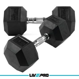 LivePro Bučice gumirane 2x17.5kg heksagonalne - LP8005