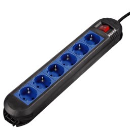 HAMA "Colour" naponski produžni kabl 6 utičnica 1.5m (Crna/Plava) - 00047887 6 utičnica 15m