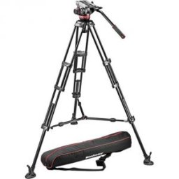 MVH502A,546BK-1 Tripod with fluid video head, Aluminium with Sliding Plate