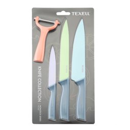 TEXELL set 3 noža i ljuštač TNT-S238 Nerđajući čelik/Termoplastična guma