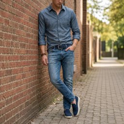 Dark blue muški velur kaiš za farmerice