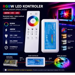 RGBW LED kontroler sa daljinskim 480W 12V 24V