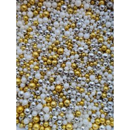 Ukrasne jestive perle ZLATNO-BELI MIX 50g