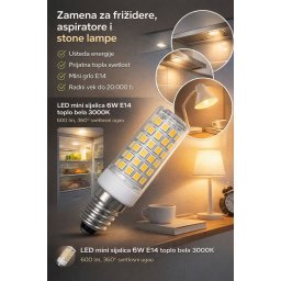 LED mini sijalica 6W toplo bela