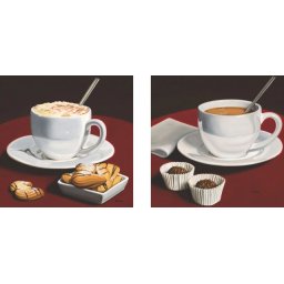 Kafa i cokolada, uramljena slika 50x50cm komplet od dve slike