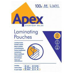 Folija za plastificiranje 125my A4 sjajna pk100 Apex Fellowes